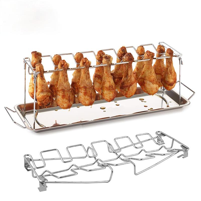 Stainless Steel Chicken Leg Rack with Drip Pan by HitMyNeed