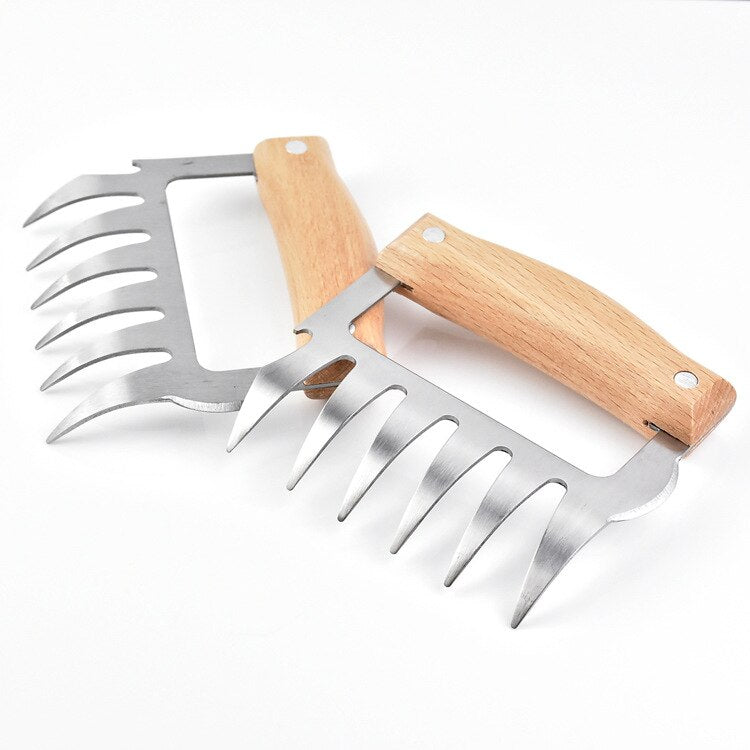 Stainless Steel Claw Meat Shredders with Wood Handle by HitMyNeed