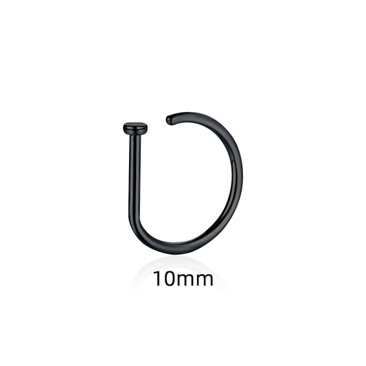 Stainless Steel Clip-On Nose Ring black-1pcs-200003763 by HitMyNeed