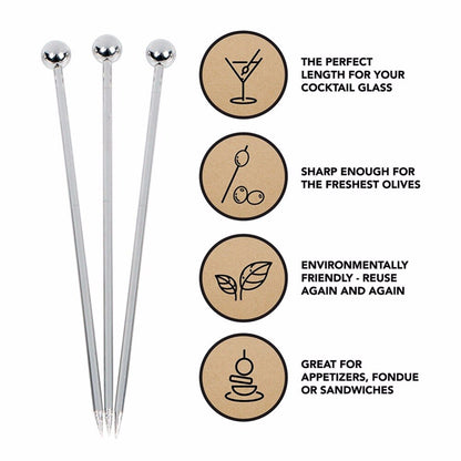 Stainless Steel Cocktail Picks Set (20 Pack) by HitMyNeed