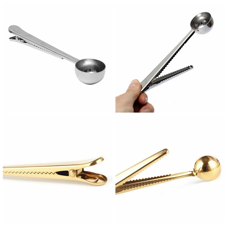 Stainless Steel Coffee Scoop Measuring Spoon Clip by HitMyNeed