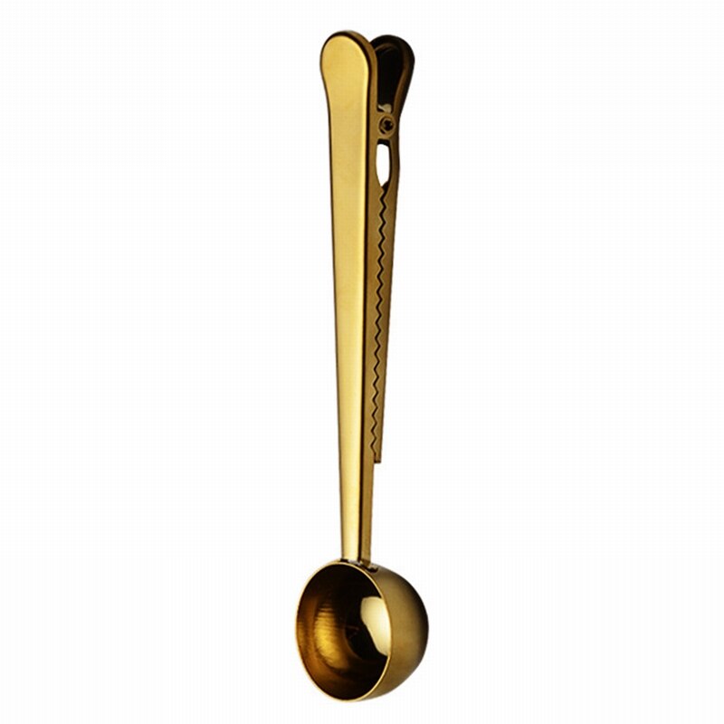 Stainless Steel Coffee Scoop Measuring Spoon Clip gold by HitMyNeed