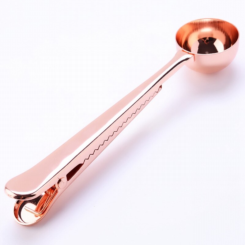 Stainless Steel Coffee Scoop Measuring Spoon Clip rose-gold by HitMyNeed