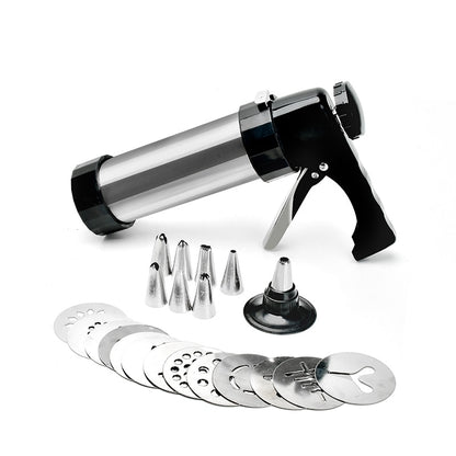 Stainless Steel Cookie Press Gun with Discs & Tips by HitMyNeed