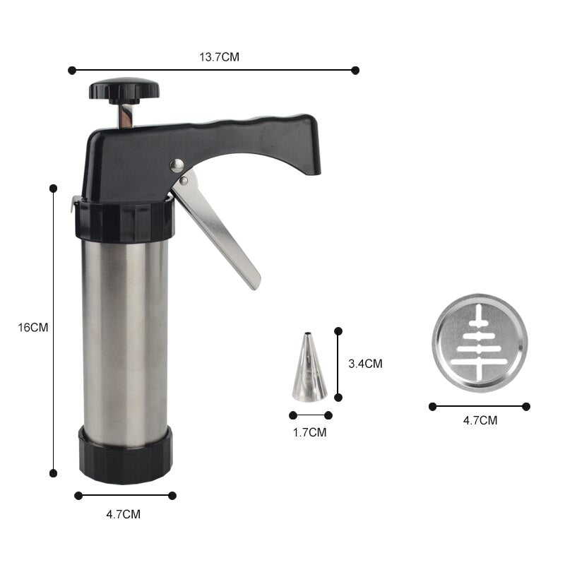 Stainless Steel Cookie Press Gun with Discs & Tips by HitMyNeed