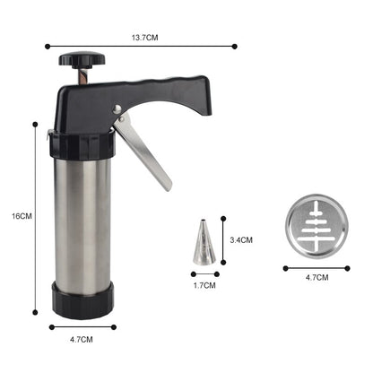 Stainless Steel Cookie Press Gun with Discs & Tips by HitMyNeed