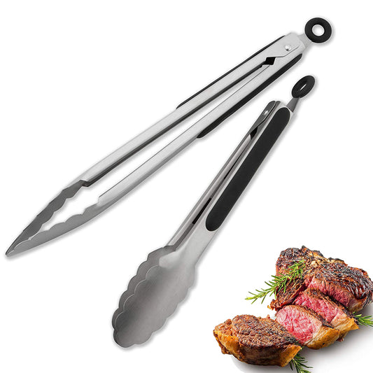 Stainless Steel Cooking Tongs with Locking Handle 12-inch by HitMyNeed