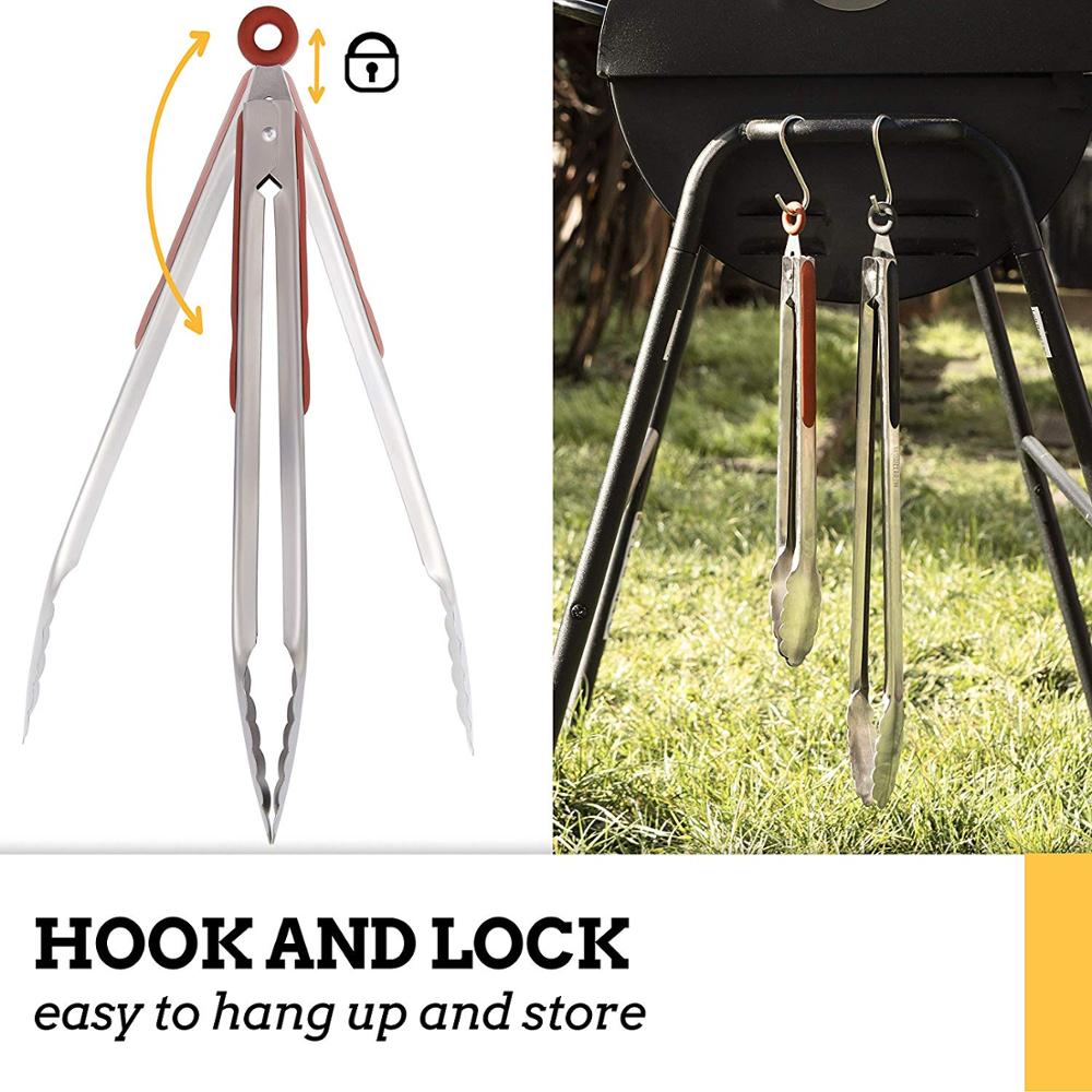 Stainless Steel Cooking Tongs with Locking Handle 14-inch by HitMyNeed