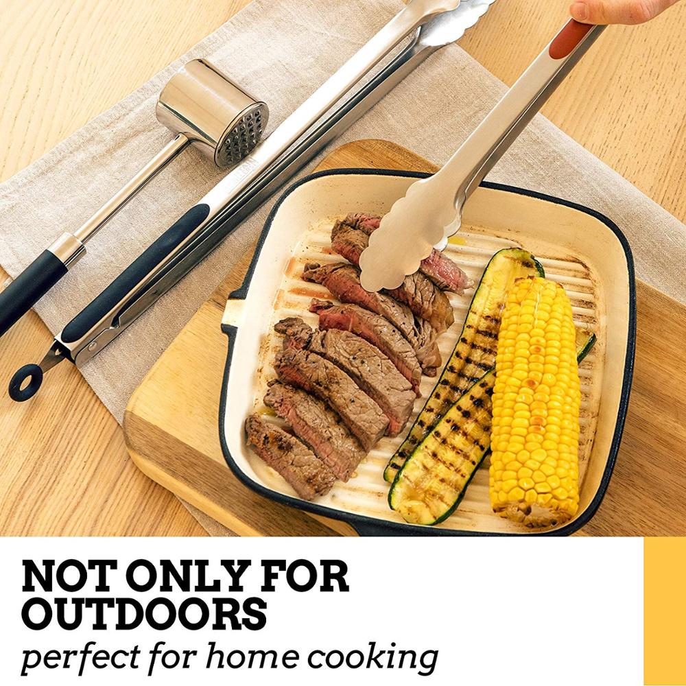 Stainless Steel Cooking Tongs with Locking Handle by HitMyNeed