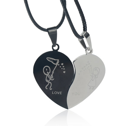 Stainless Steel Couple Heart Necklace Set by HitMyNeed