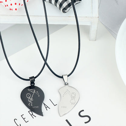 Stainless Steel Couple Heart Necklace Set by HitMyNeed