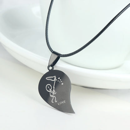 Stainless Steel Couple Heart Necklace Set by HitMyNeed