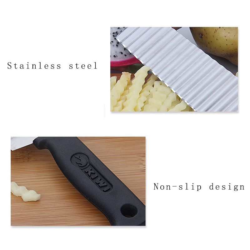 Stainless Steel Crinkle Chip Cutter with Easy-Grip Handle by HitMyNeed