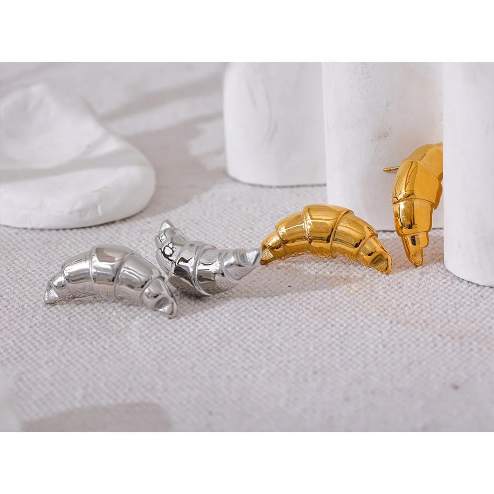 Stainless Steel Croissant Stud Earrings by HitMyNeed