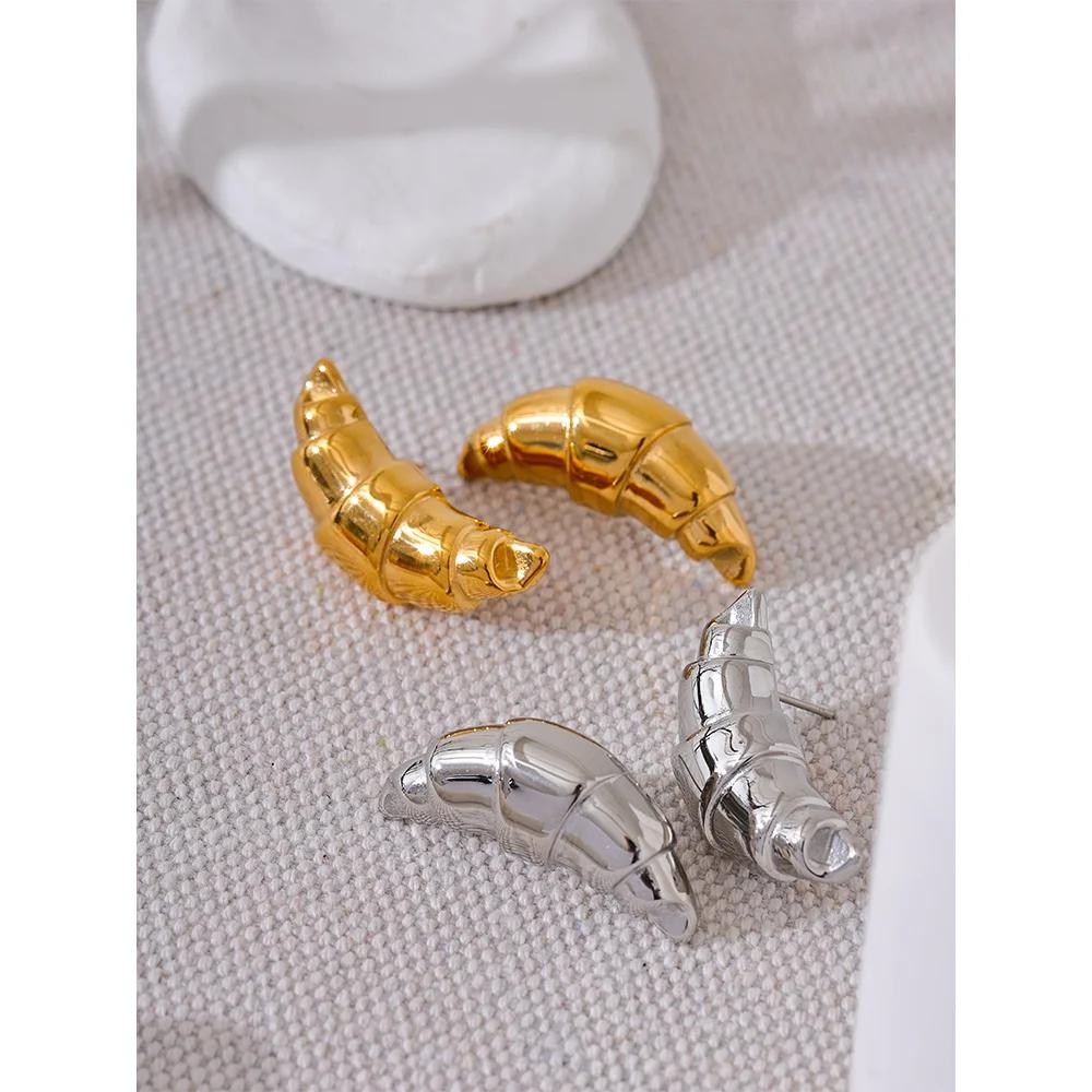 Stainless Steel Croissant Stud Earrings by HitMyNeed