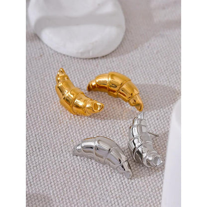 Stainless Steel Croissant Stud Earrings by HitMyNeed