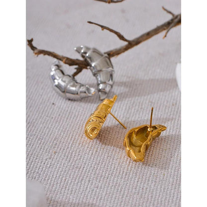Stainless Steel Croissant Stud Earrings by HitMyNeed