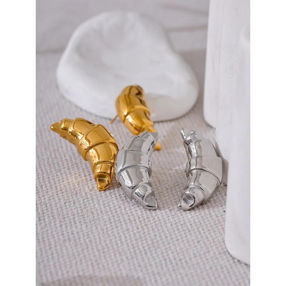 Stainless Steel Croissant Stud Earrings by HitMyNeed