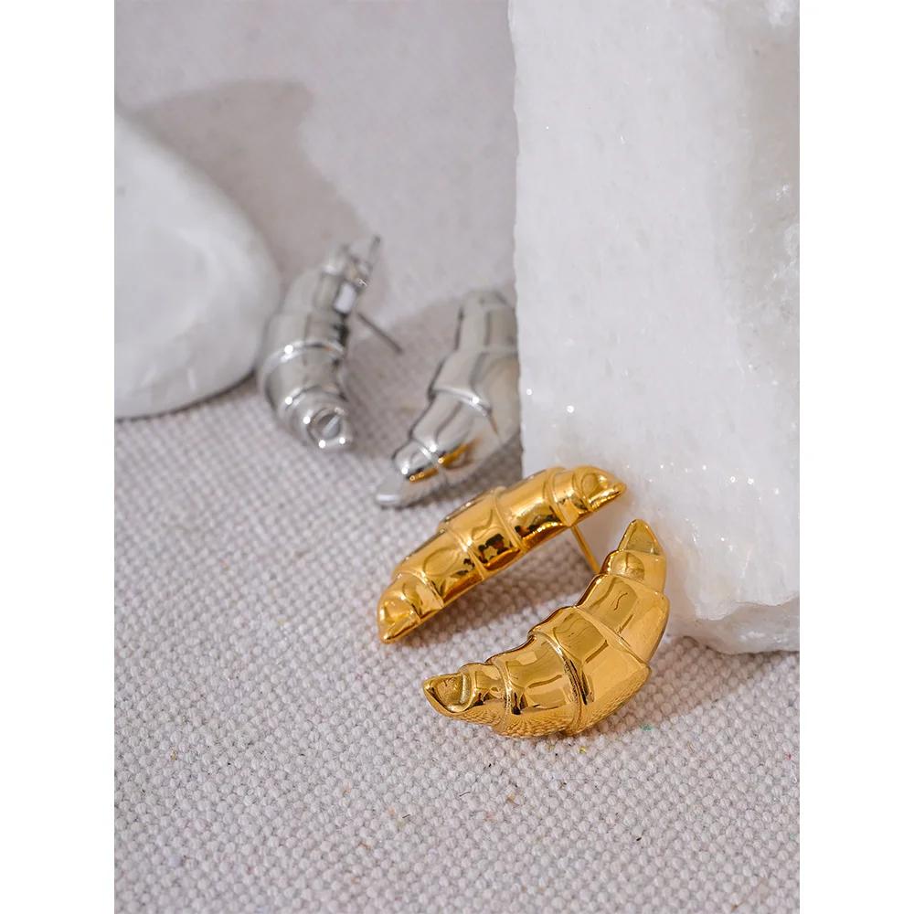 Stainless Steel Croissant Stud Earrings by HitMyNeed