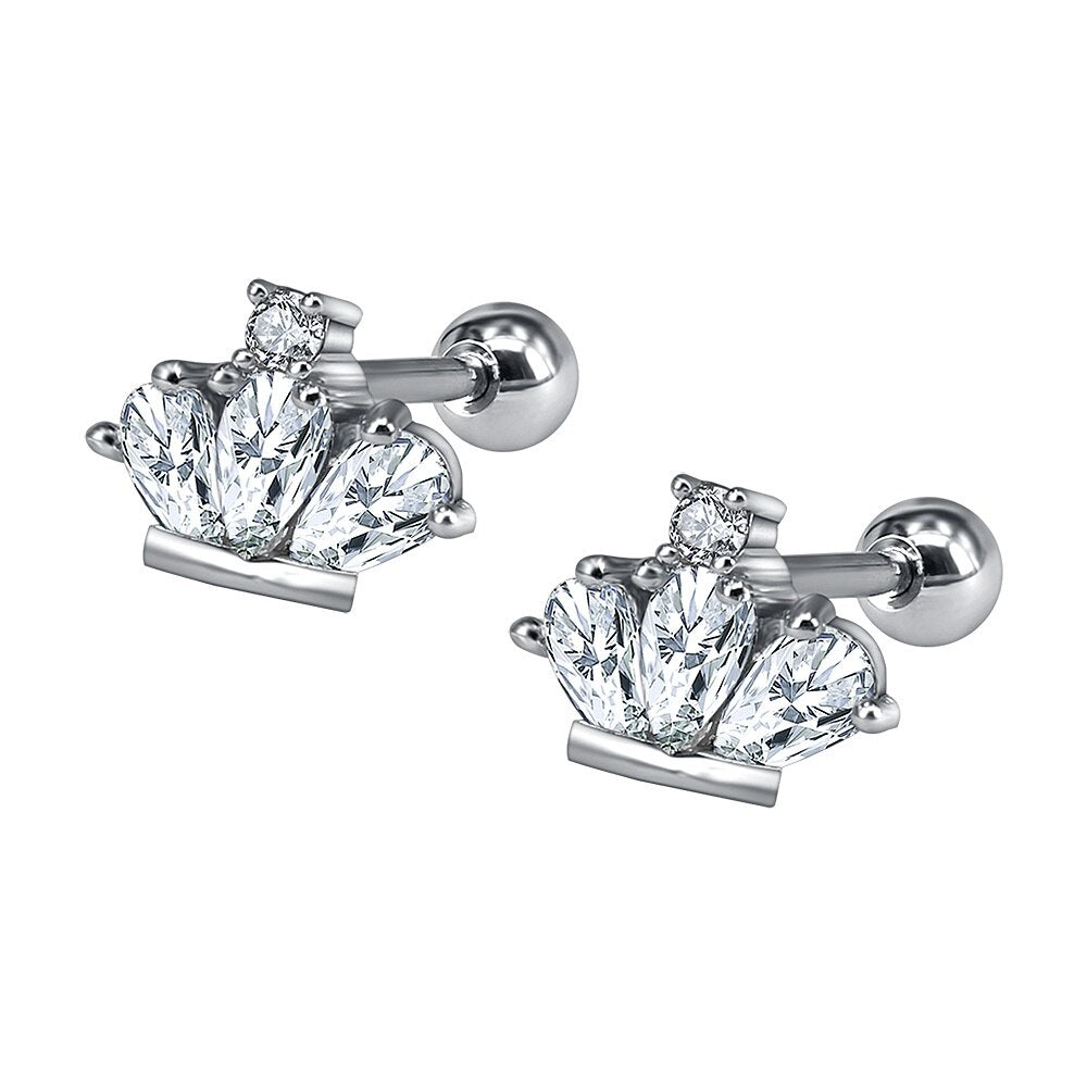 Stainless Steel Crown Stud Earrings by HitMyNeed