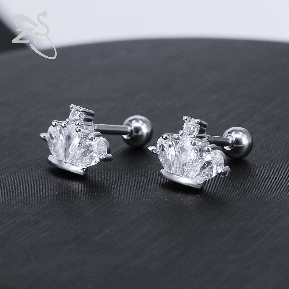Stainless Steel Crown Stud Earrings by HitMyNeed
