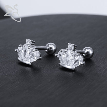 Stainless Steel Crown Stud Earrings by HitMyNeed