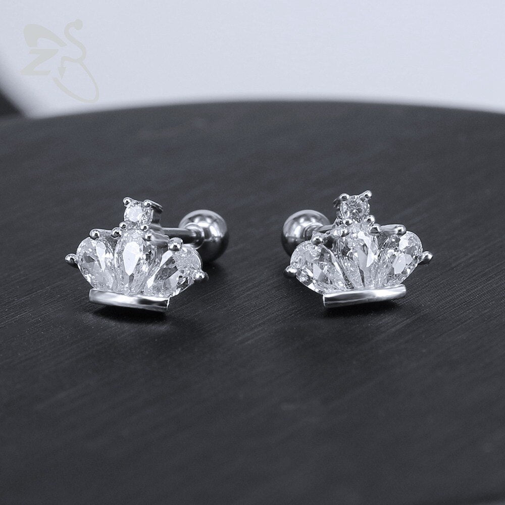 Stainless Steel Crown Stud Earrings by HitMyNeed