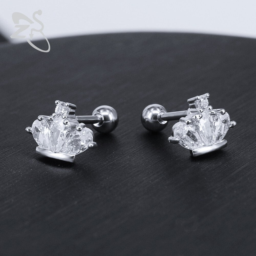 Stainless Steel Crown Stud Earrings by HitMyNeed