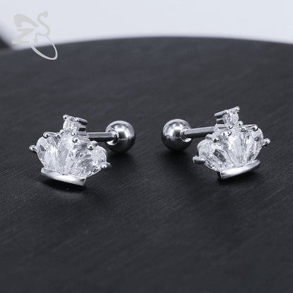 Stainless Steel Crown Stud Earrings by HitMyNeed