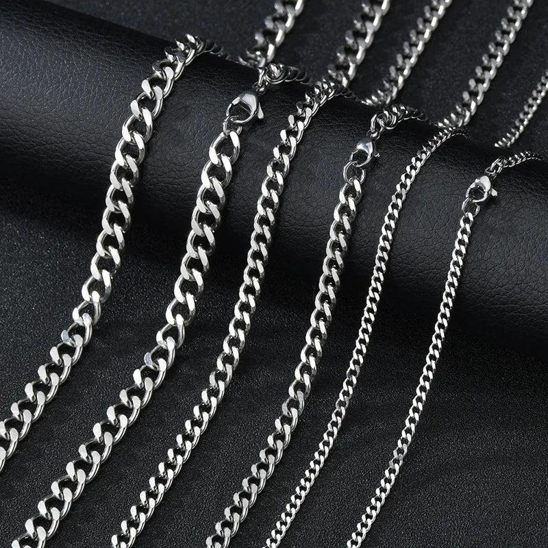 Stainless Steel Curb Cuban Chain Necklace 3-7mm silver 7mm 50cm by HitMyNeed