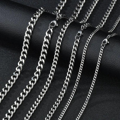 Stainless Steel Curb Cuban Chain Necklace 3-7mm silver 7mm 50cm by HitMyNeed