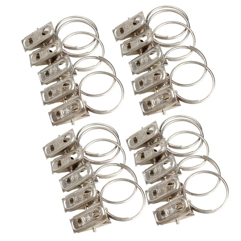 Stainless Steel Curtain Rings with Clips, 20 Pack by HitMyNeed