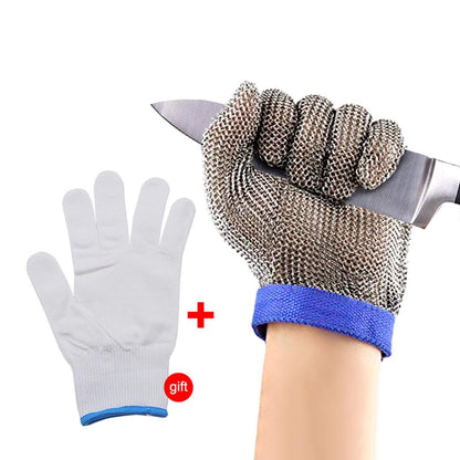 Stainless Steel Cut Resistant Safety Glove blue-a-glove xl by HitMyNeed