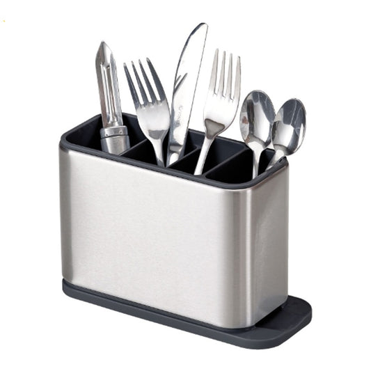 Stainless Steel Cutlery Holder with Drainer Base by HitMyNeed