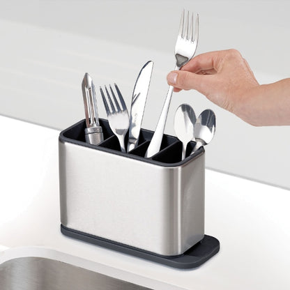 Stainless Steel Cutlery Holder with Drainer Base by HitMyNeed