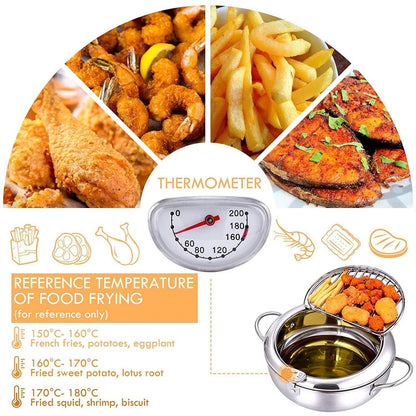Stainless Steel Deep Frying Pot with Thermometer by HitMyNeed