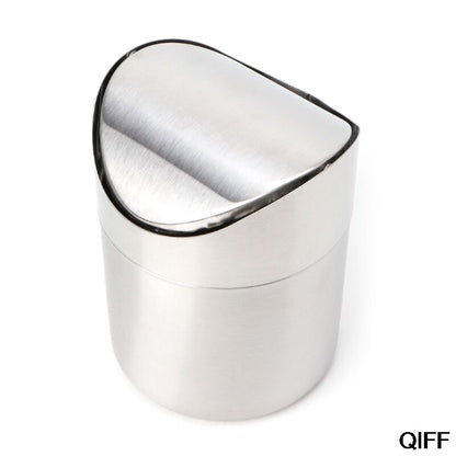 Stainless Steel Desk Trash Can with Swing Lid by HitMyNeed