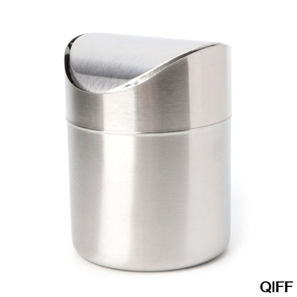 Stainless Steel Desk Trash Can with Swing Lid by HitMyNeed