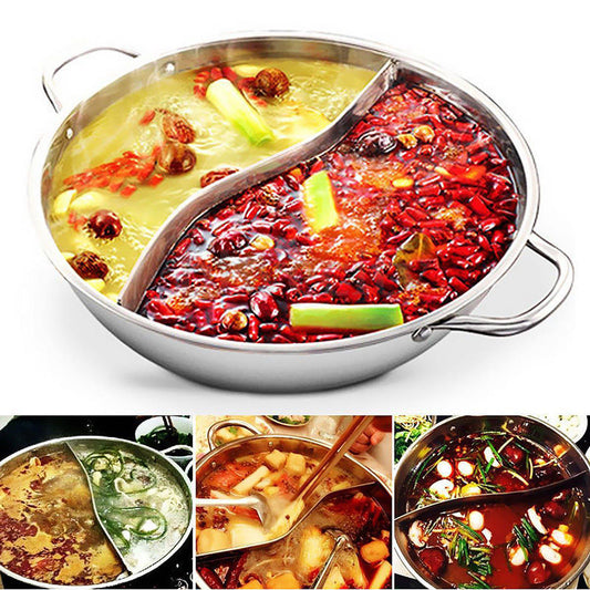 Stainless Steel Divided Chinese Hot Pot Cooker 28cm by HitMyNeed