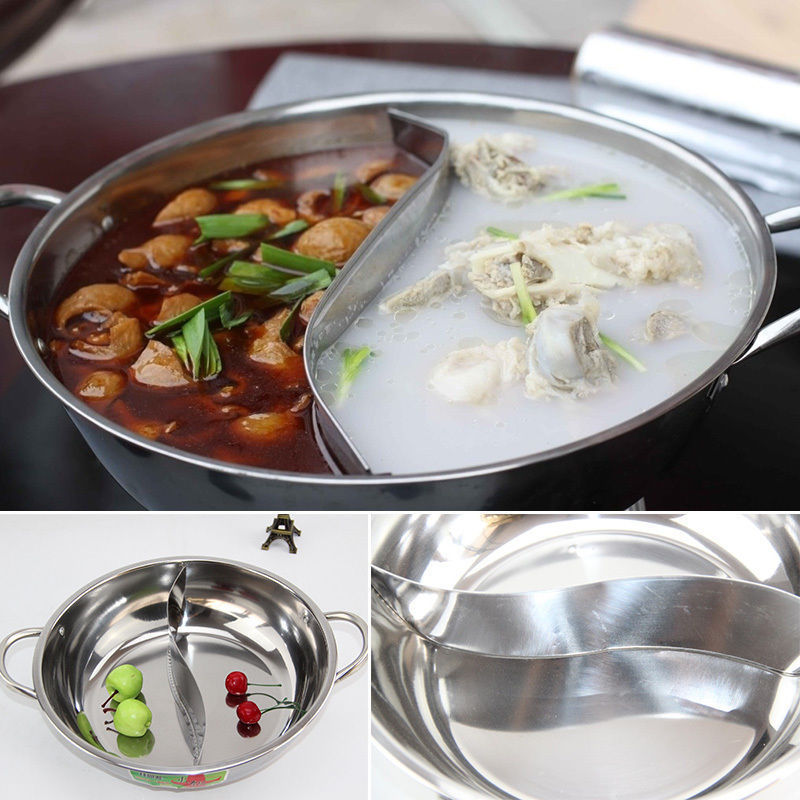 Stainless Steel Divided Chinese Hot Pot Cooker 28cm by HitMyNeed