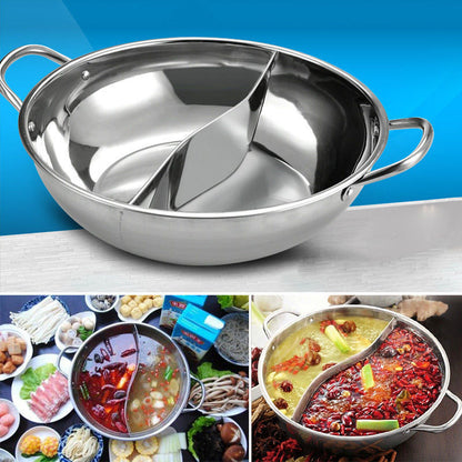 Stainless Steel Divided Chinese Hot Pot Cooker 28cm by HitMyNeed