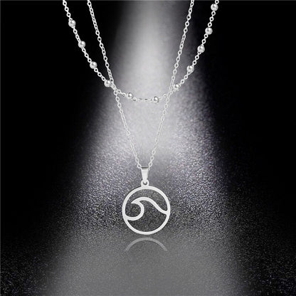Stainless Steel Double Chain Wave Necklace by HitMyNeed