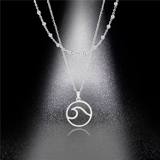 Stainless Steel Double Chain Wave Necklace by HitMyNeed