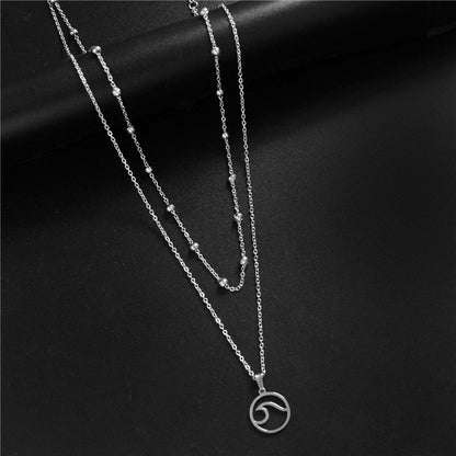 Stainless Steel Double Chain Wave Necklace by HitMyNeed
