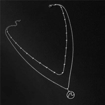 Stainless Steel Double Chain Wave Necklace by HitMyNeed