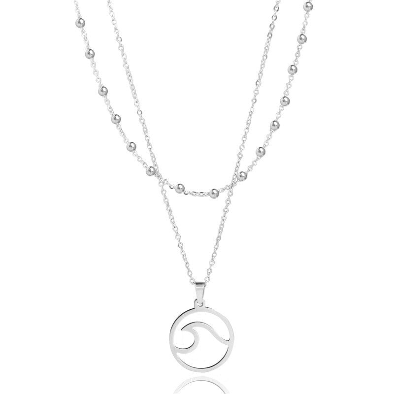 Stainless Steel Double Chain Wave Necklace by HitMyNeed