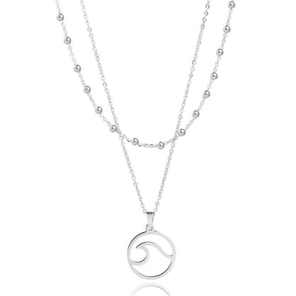 Stainless Steel Double Chain Wave Necklace by HitMyNeed