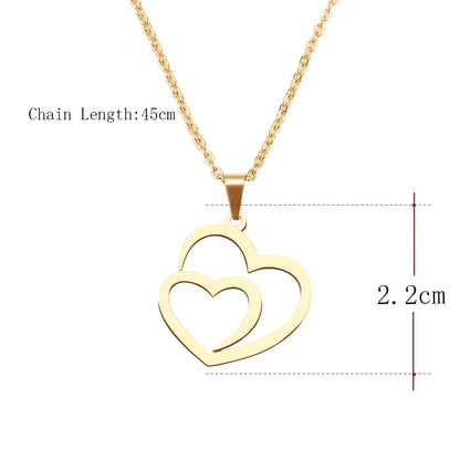 Stainless Steel Double Heart Pendant Necklace by HitMyNeed