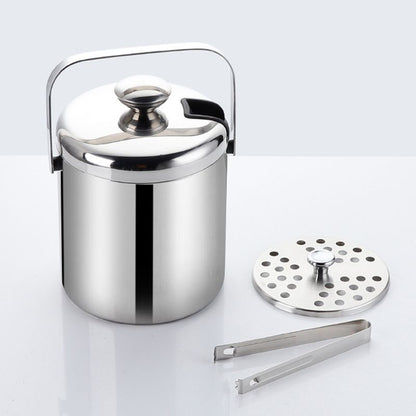 Stainless Steel Double-Wall Ice Bucket with Tongs by HitMyNeed