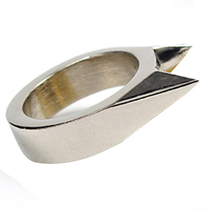 Stainless Steel EDC Self-Defense Safety Ring silver by HitMyNeed